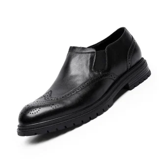 Men's Genuine Leather Casual Oxfords – Fine Stitching, Non-slip Rubber Sole, and Wear-Resistant Design