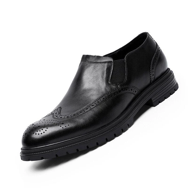 Men's Genuine Leather Casual Oxfords – Fine Stitching, Non-slip Rubber Sole, and Wear-Resistant Design