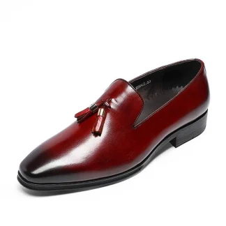 Men's Luxury Genuine Leather Business Dress Shoes – Square Toe Tassel Fashion for Youth