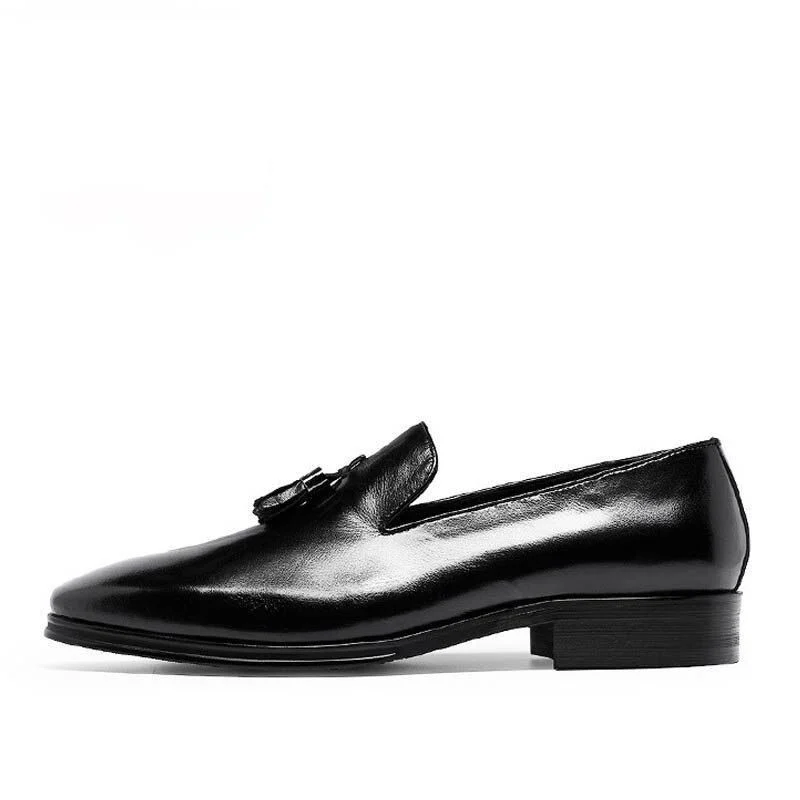 Men's Luxury Genuine Leather Business Dress Shoes – Square Toe Tassel Fashion for Youth - Image 6