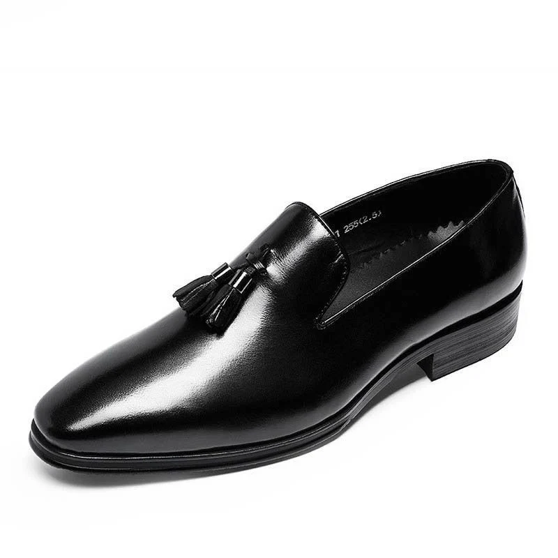 Men's Luxury Genuine Leather Business Dress Shoes – Square Toe Tassel Fashion for Youth - Image 3