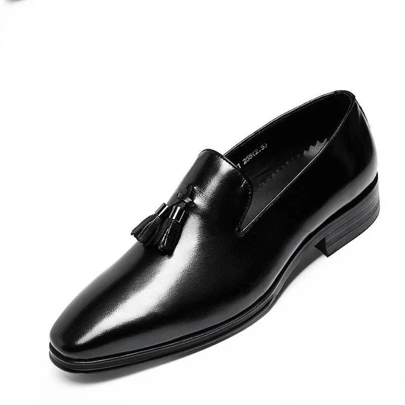 Men's Luxury Genuine Leather Business Dress Shoes – Square Toe Tassel Fashion for Youth - Image 4