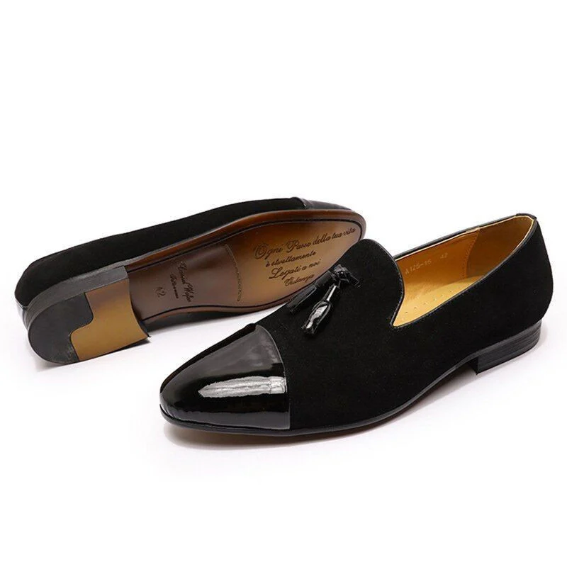 Luxury Suede & Patent Leather Tassel Loafers – Elegant Slip-On Dress Shoes for Men, Perfect for Weddings, Office, and Casual Wear - Image 4