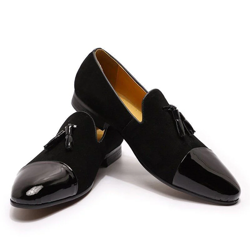 Luxury Suede & Patent Leather Tassel Loafers – Elegant Slip-On Dress Shoes for Men, Perfect for Weddings, Office, and Casual Wear - Image 5