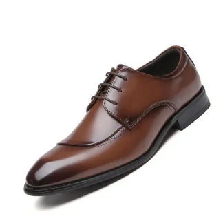 Men's Autumn New Four Seasons Business Dress Shoes - Genuine Leather Lace-Up Gentleman Casual Shoes