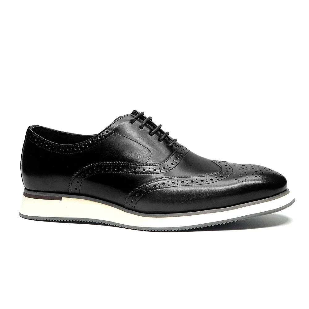 Men's Dress Sneakers - Genuine Leather Italian Full Grain Cowhide Wingtip Brogue Oxfords, Business Casual Formal Shoes - Image 5
