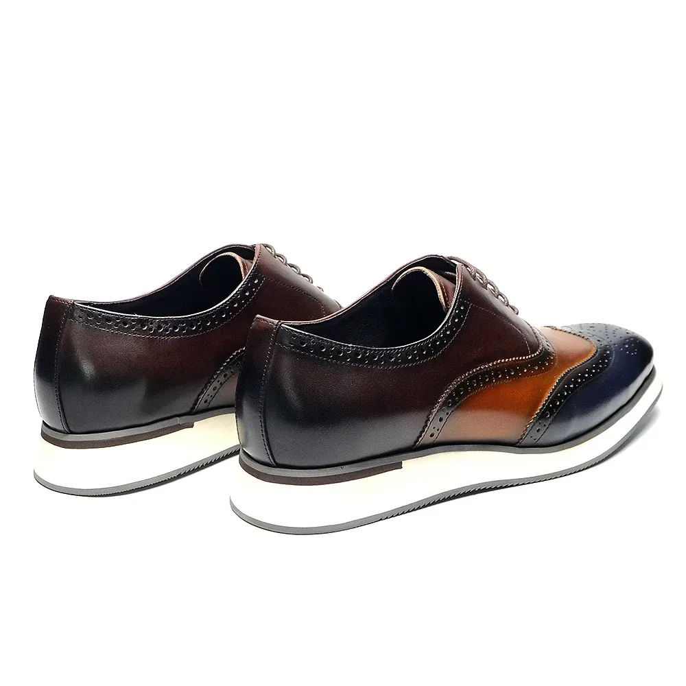 Men's Dress Sneakers - Genuine Leather Italian Full Grain Cowhide Wingtip Brogue Oxfords, Business Casual Formal Shoes - Image 4
