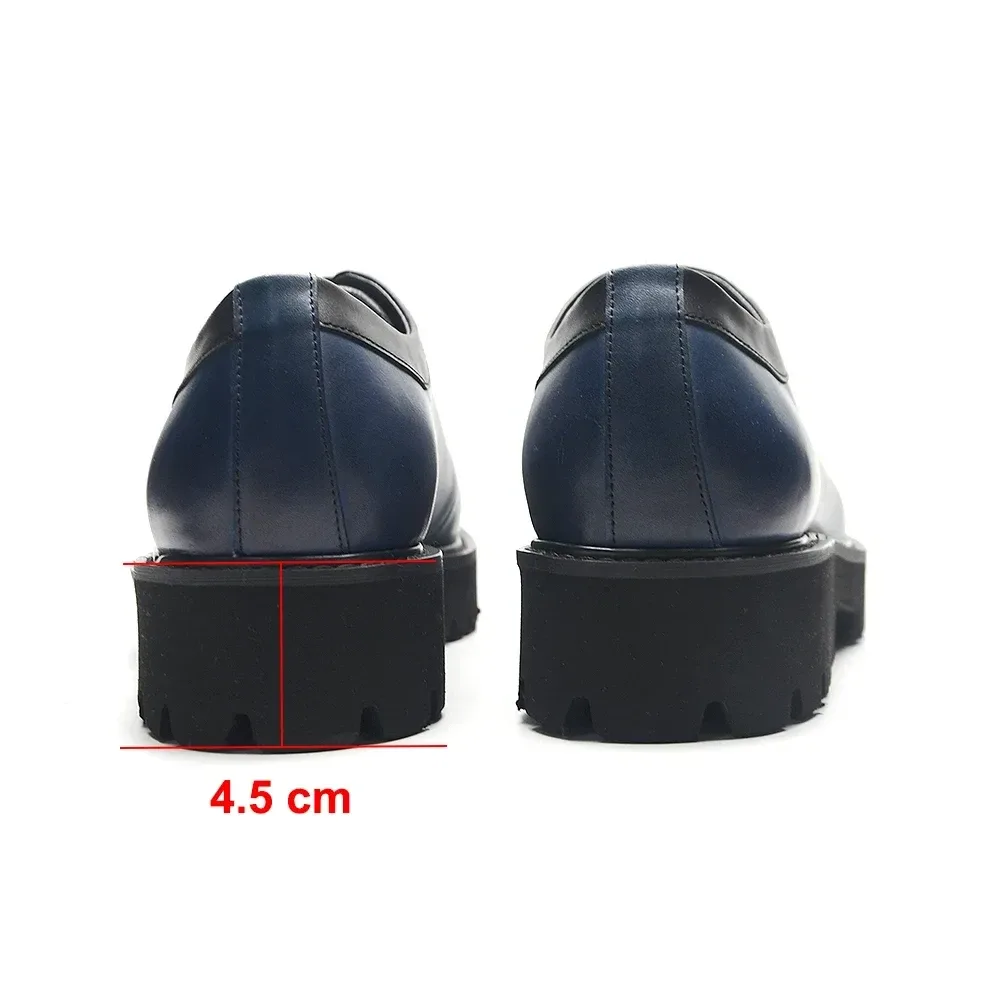 Men's Round Toe Oxford Elevator Shoes - Genuine Leather, Height Boosting, for Business and Casual Attire - Image 6