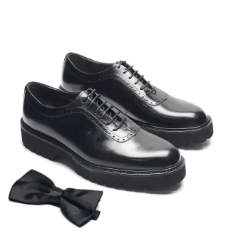 Men's Round Toe Oxford Elevator Shoes - Genuine Leather, Height Boosting, for Business and Casual Attire
