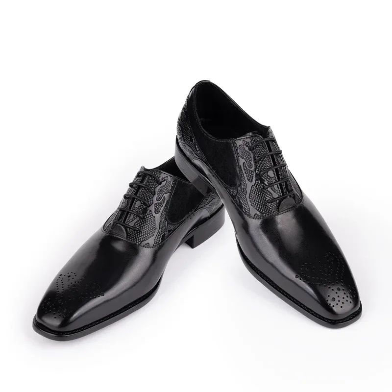 Black Cowhide Handmade Men’s Office Shoes - Breathable Lace-up Design - Image 4