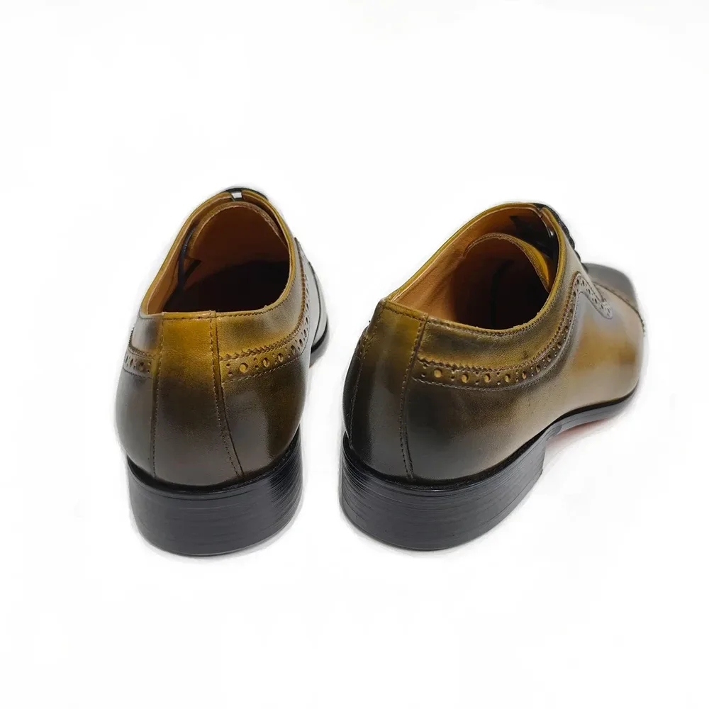 High-Quality Formal Leather Men's Oxfords - Pointed Toe Carved Lace-Up Shoes - Image 5