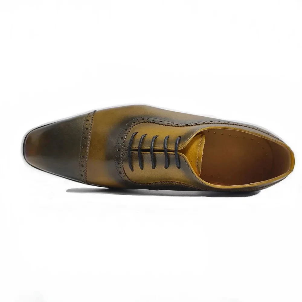 High-Quality Formal Leather Men's Oxfords - Pointed Toe Carved Lace-Up Shoes - Image 4