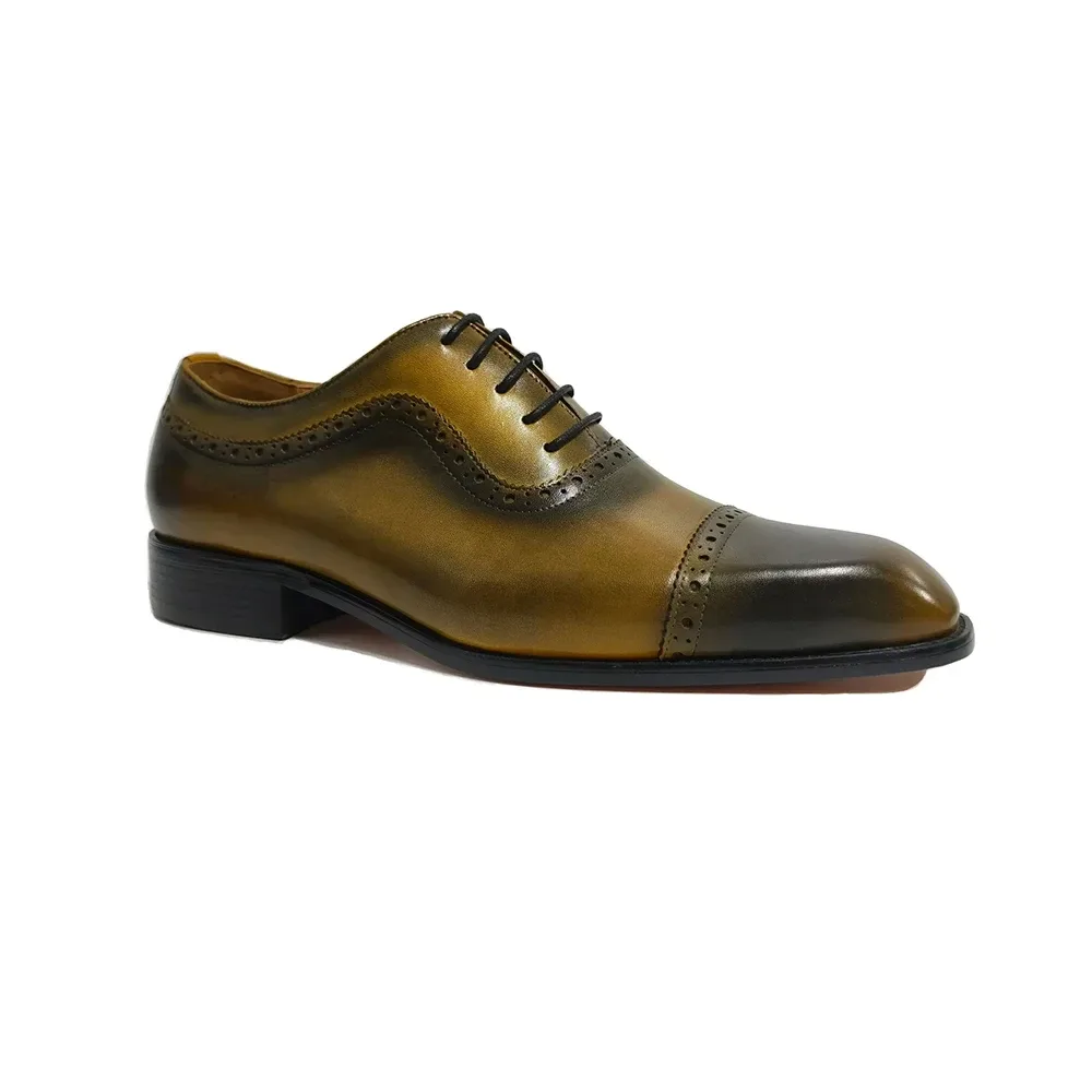 High-Quality Formal Leather Men's Oxfords - Pointed Toe Carved Lace-Up Shoes - Image 3