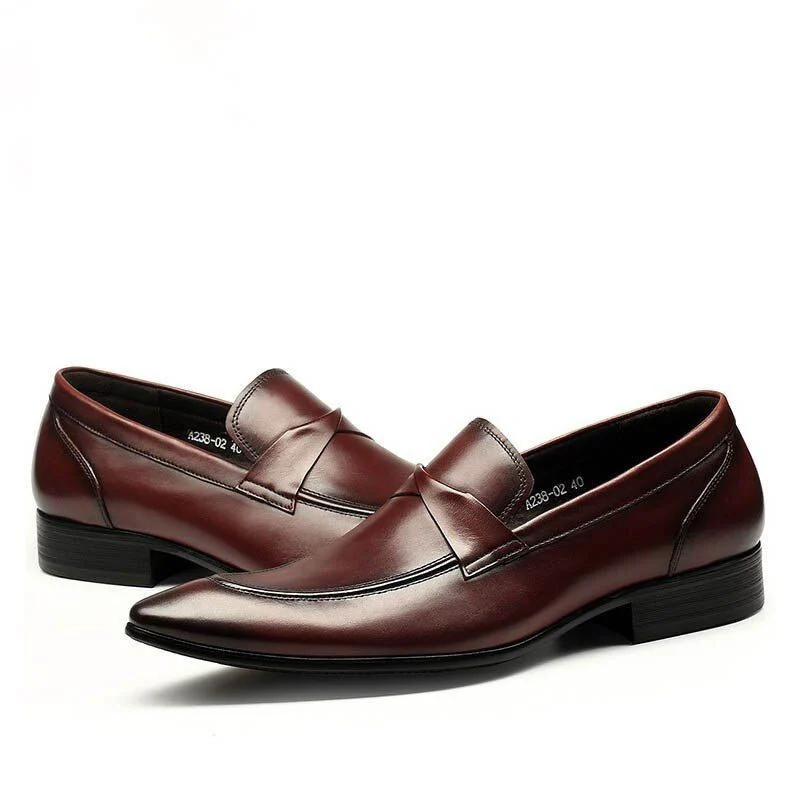 Men's Luxury Genuine Leather Business Dress Shoes – Pointed Toe Fashion Formal Wedding Shoes for Summer - Image 2