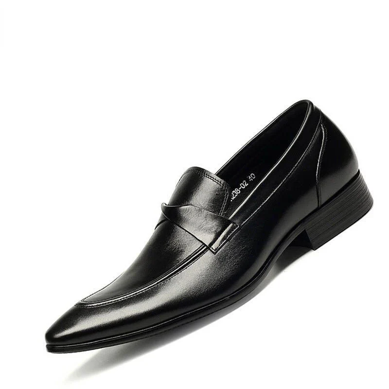 Men's Luxury Genuine Leather Business Dress Shoes – Pointed Toe Fashion Formal Wedding Shoes for Summer - Image 3