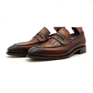 Saigon Leather Goodyear Welted Patina Brown Loafer – Formal Business Leather Shoes for Men
