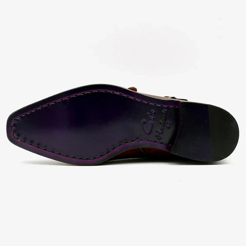 Saigon Leather Square Toe Patina Hand-Painted Calf Leather Bespoke Men’s Loafer - Image 3