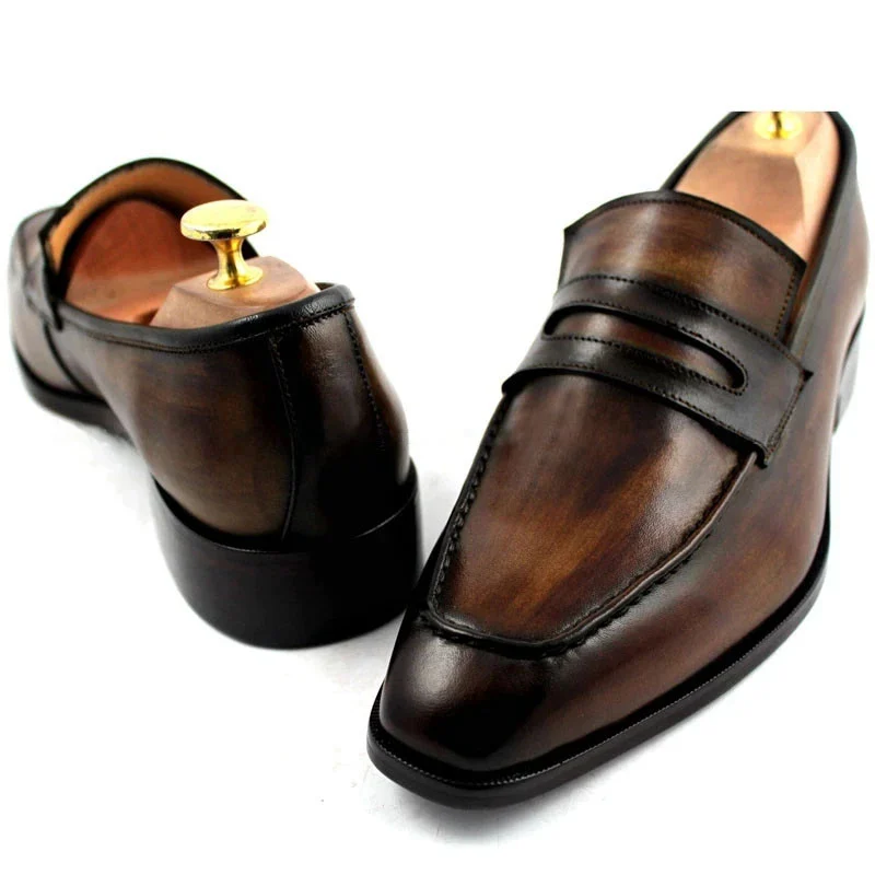 Saigon-Leather Handmade Deep Patina Brown Calfskin Men’s Slip-On Boat Shoes - Image 3