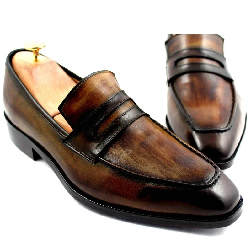 Saigon-Leather Handmade Deep Patina Brown Calfskin Men’s Slip-On Boat Shoes - Image 2