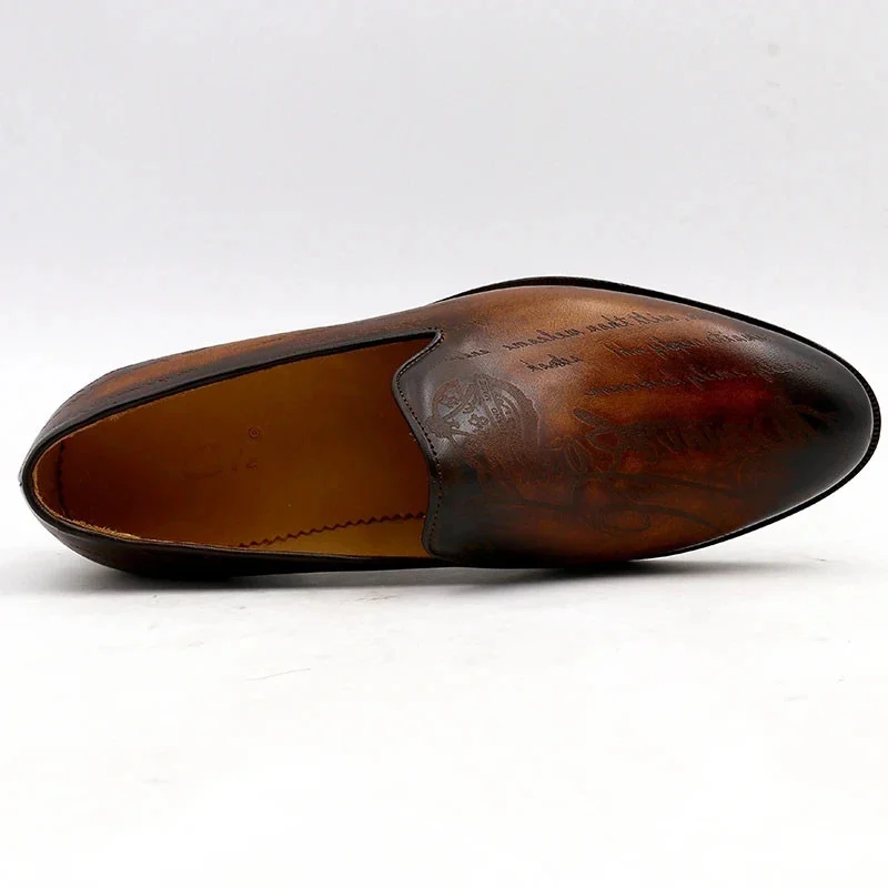 Saigon Leather Round Toe Laser Patina Brown Calf Leather Bespoke Men’s Loafer, Handmade Breathable Shoe - Image 3