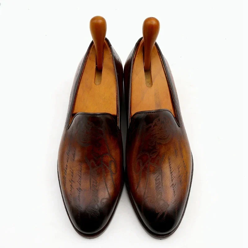 Saigon Leather Round Toe Laser Patina Brown Calf Leather Bespoke Men’s Loafer, Handmade Breathable Shoe - Image 5