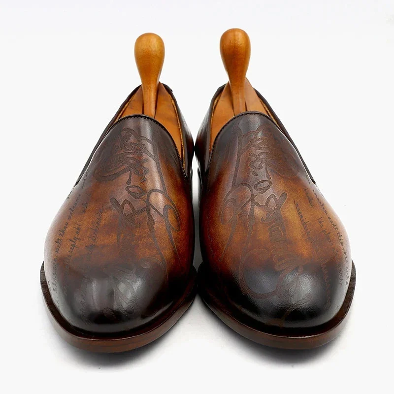 Saigon Leather Round Toe Laser Patina Brown Calf Leather Bespoke Men’s Loafer, Handmade Breathable Shoe - Image 6