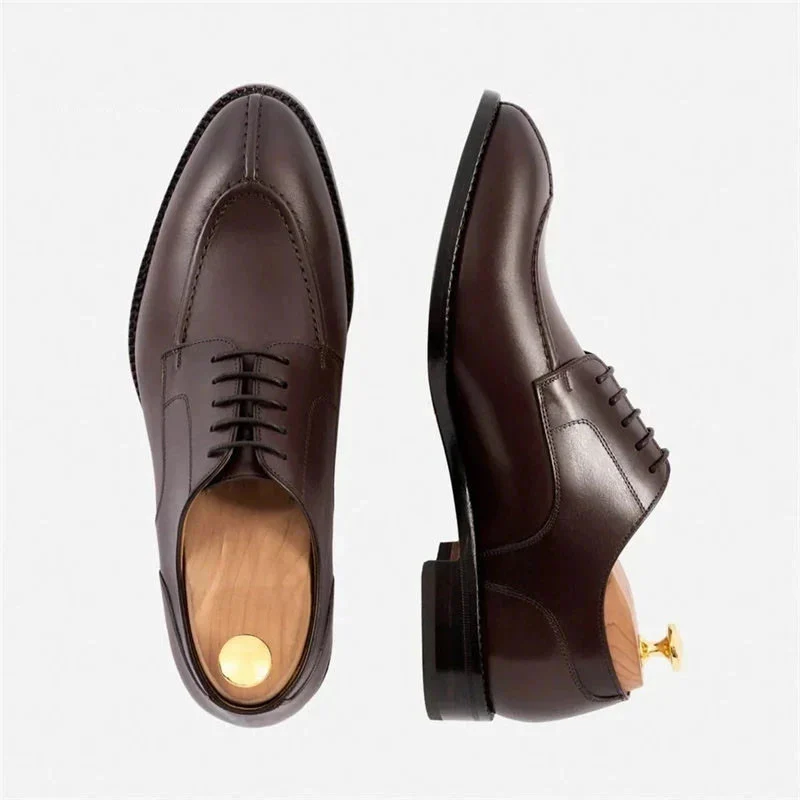 Saigon-Leather Black Derby Style Bridegroom Designer Dress Shoes - Handmade Genuine Leather - Image 4