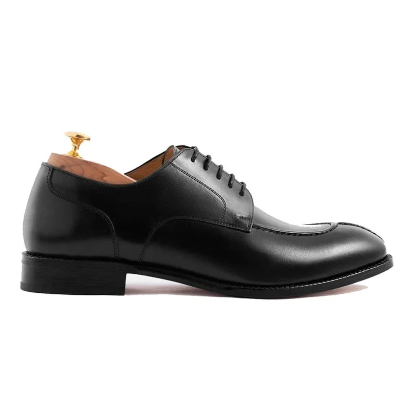 Saigon-Leather Black Derby Style Bridegroom Designer Dress Shoes - Handmade Genuine Leather - Image 6