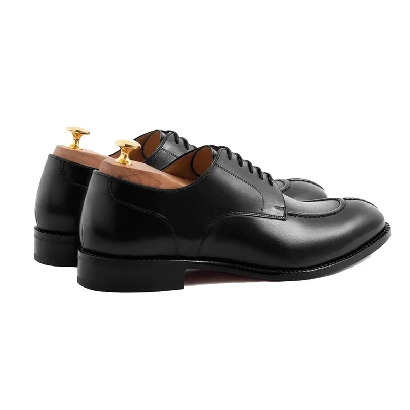 Saigon-Leather Black Derby Style Bridegroom Designer Dress Shoes - Handmade Genuine Leather - Image 3