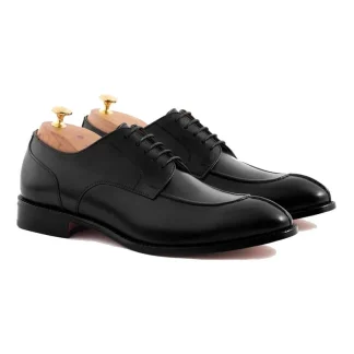 Saigon-Leather Black Derby Style Bridegroom Designer Dress Shoes - Handmade Genuine Leather
