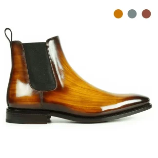 Saigon-Leather Chelsea Leather Handmade Winter Men's Boots - Velvet-Lined High Top Designer Boots