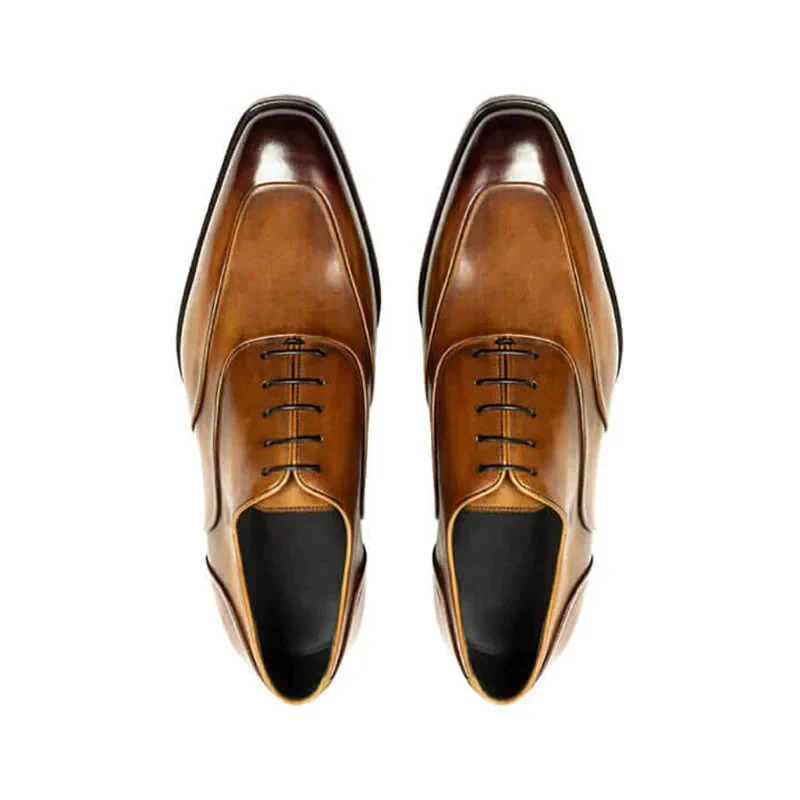 Saigon-Leather Oxford Fashion Leather Men's Shoes - Handmade Lace-Up Wedding & Business Shoes - Image 5