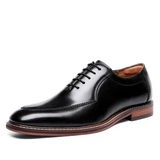 Saigon-Leather Men's Dress Oxfords - Genuine Italian Leather Formal Shoes, Classic Black High