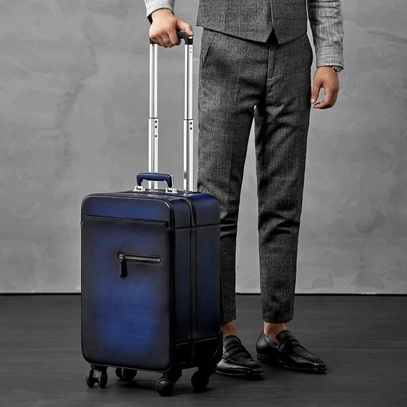 Premium Leather Business Trolley - Universal Wheels (Unisex) - Image 7