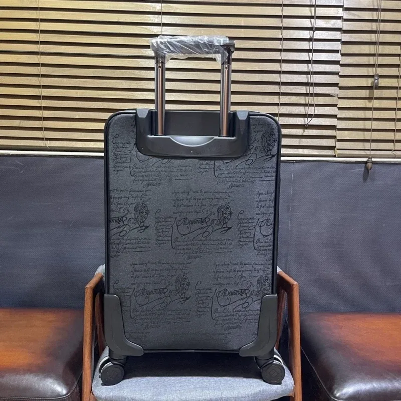 Leather Business Trolley - Unisex Soft Luggage with Universal Wheels - Image 6