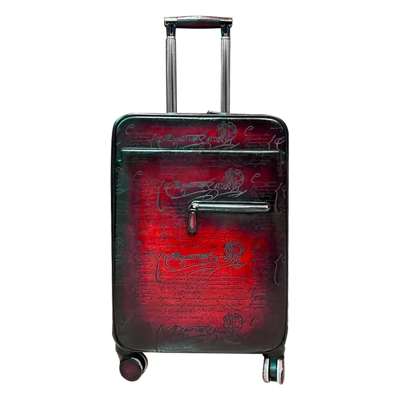 Leather Trolley Case - Unisex Business Suitcase with Universal Wheels - Image 8