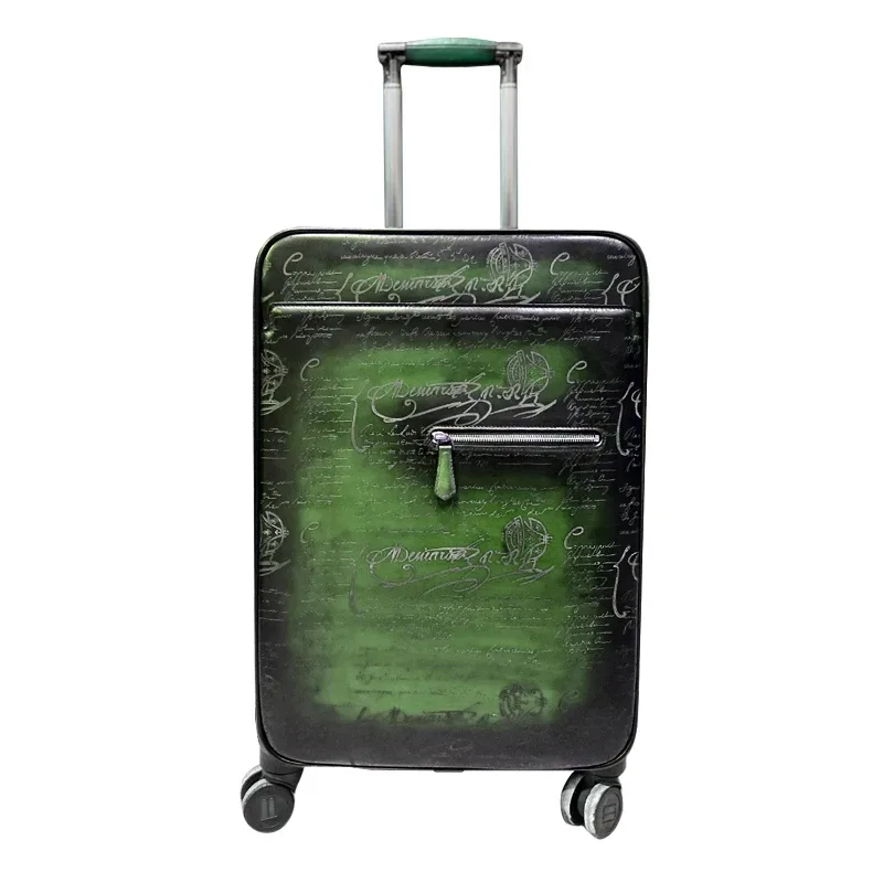 Leather Trolley Case - Unisex Business Suitcase with Universal Wheels - Image 7