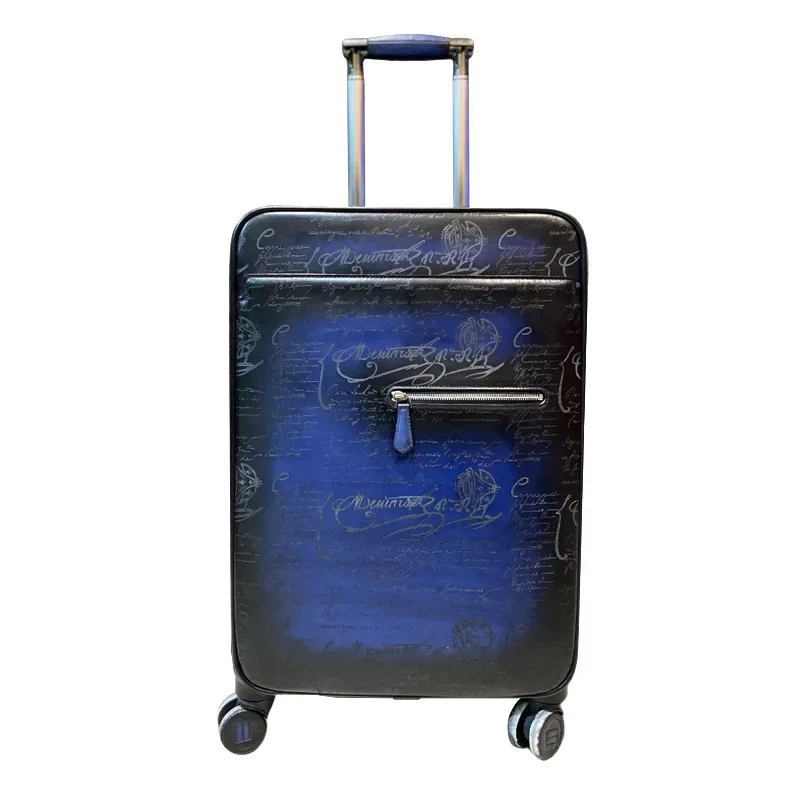 Leather Trolley Case - Unisex Business Suitcase with Universal Wheels - Image 6