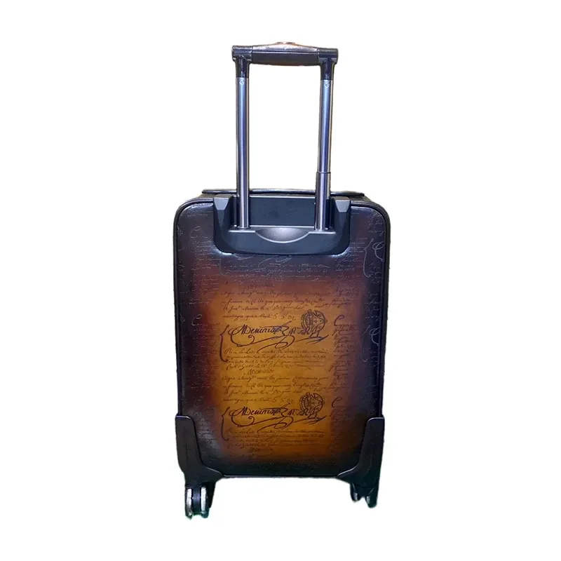 Leather Trolley Case - Unisex Business Suitcase with Universal Wheels - Image 2