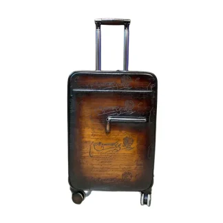 Leather Trolley Case - Unisex Business Suitcase with Universal Wheels