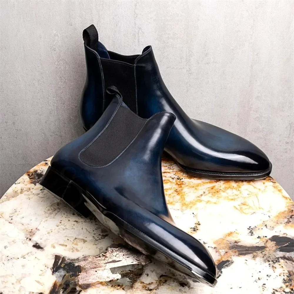 Handmade Genuine Leather Almond Toe Chelsea Boots – Luxury Formal Ankle Boots for Men - Image 6