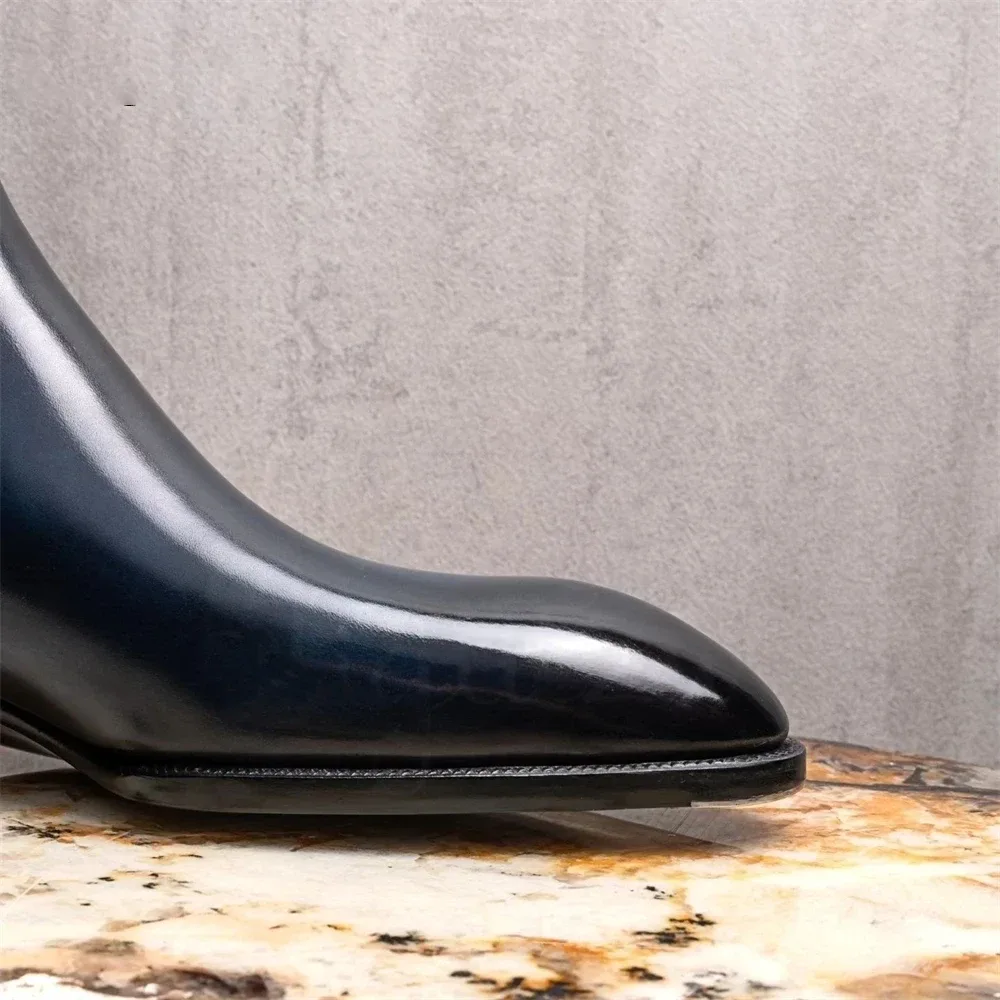 Handmade Genuine Leather Almond Toe Chelsea Boots – Luxury Formal Ankle Boots for Men - Image 8