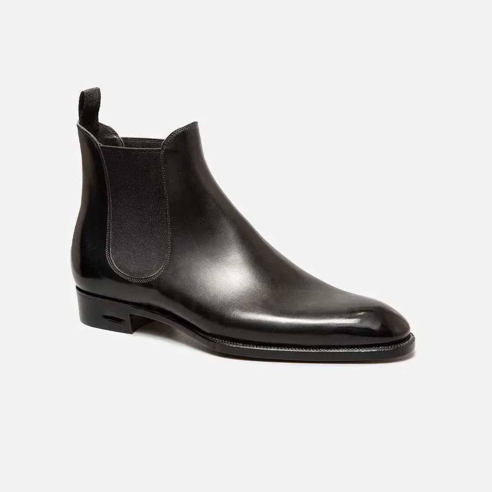 Handmade Genuine Leather Almond Toe Chelsea Boots – Luxury Formal Ankle Boots for Men - Image 2