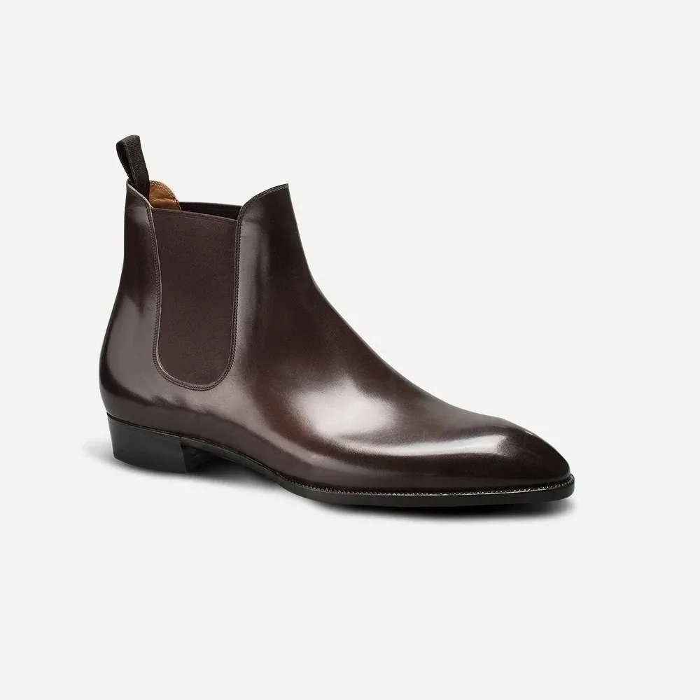 Handmade Genuine Leather Almond Toe Chelsea Boots – Luxury Formal Ankle Boots for Men - Image 3