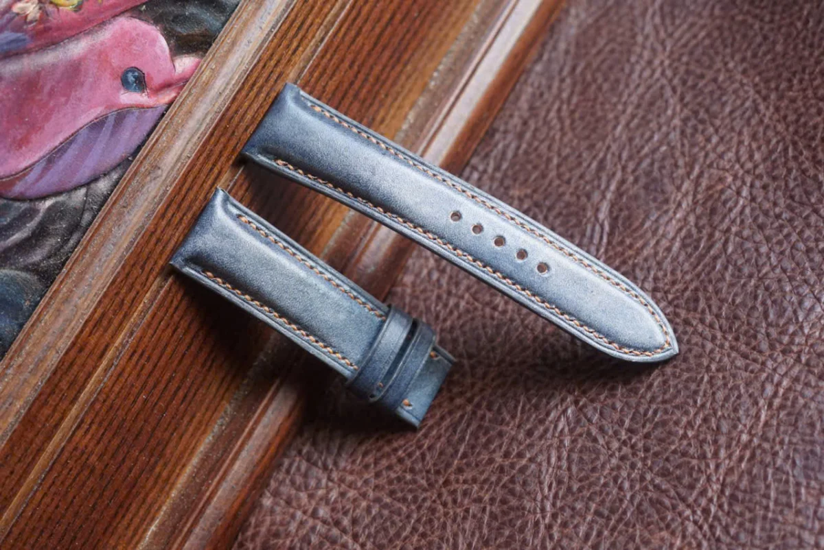 Saigon-Leather Handcrafted Gray Patina Leather Watch Strap - Image 6