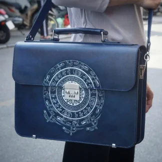 Saigon Leather’s Customizable Artfully Engraved Leather Briefcase – Dong Son Drum Edition