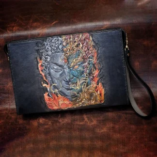Saigon Leather’s Hand-Engraved Leather Clutch – Duality of Spirit Edition