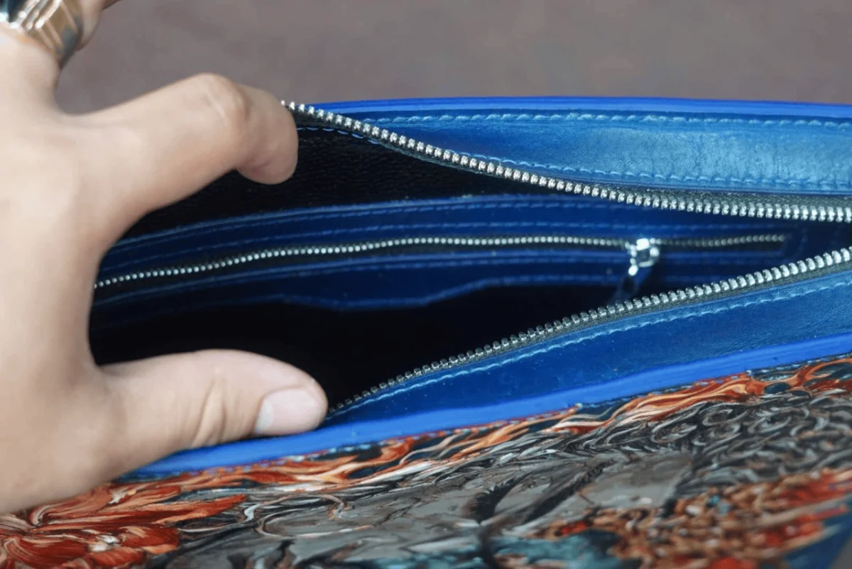 Saigon Leather’s Hand-Carved Dual-Sided Leather Handbag – Buddha & Demon Warrior - Image 8