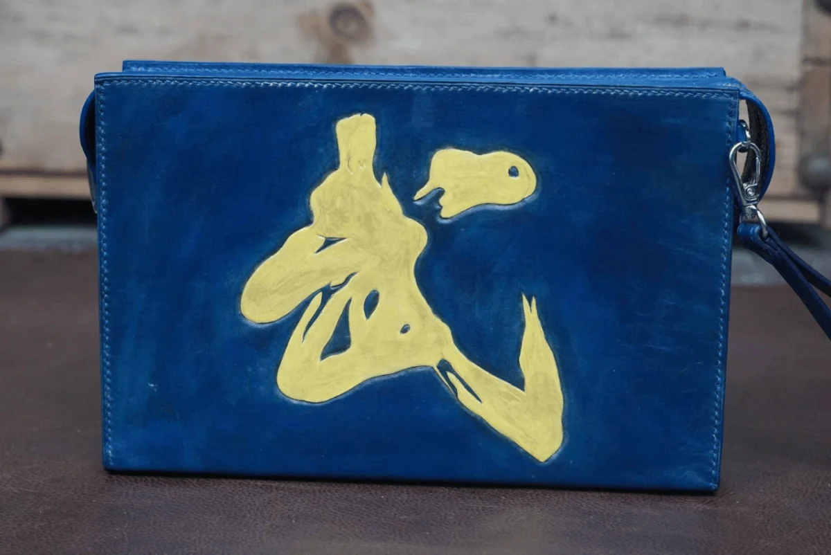 Saigon Leather’s Hand-Carved Dual-Sided Leather Handbag – Buddha & Demon Warrior - Image 5
