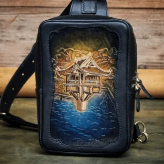 Saigon Leather’s Customizable Double-Sided Engraved Leather Handbag – Luminous Pavilion, Echoing Waters Edition